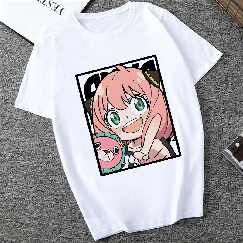 Unisex Spy X Family Tshirt Men Kawaii Cartoon Anya Tee Shirt Tops Japanese Anime T-shirt Harajuku Graphic T Shirt Female 90s, everythinganimee