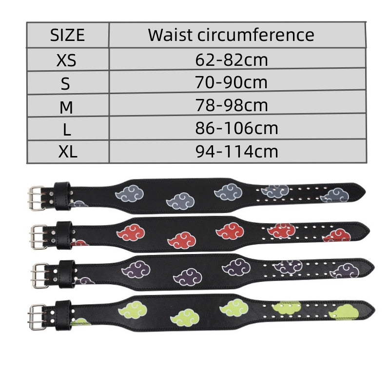 Naruto cloud design 4 colours black, green, red and grey Weightlifting Belt for Bodybuilding Squatting Lower Back Support & Pain Real Functional Workout Belt Adjustable Buckle Sizing, everythinganimee