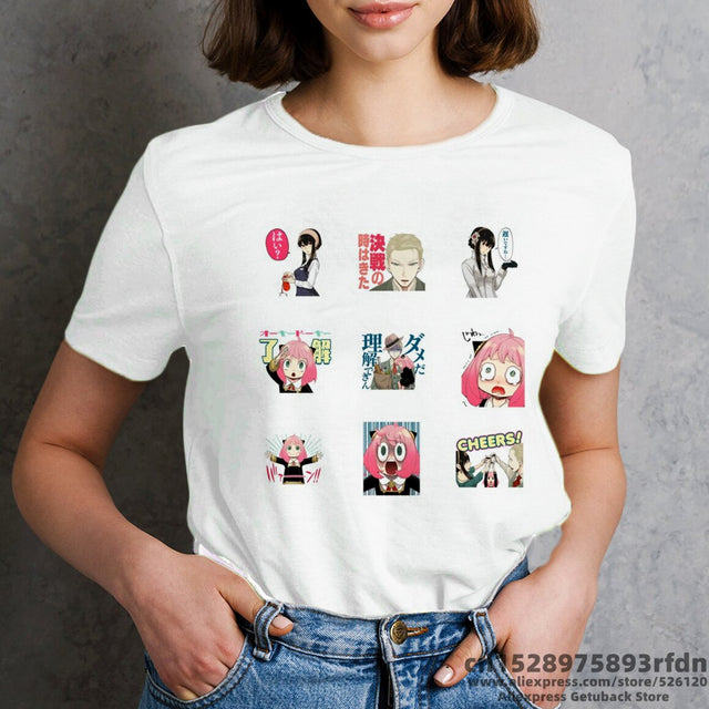 Women Kawaii Yor Anya Forger Anime T-shirt Girl Summer Spy x Family Cartoon 90s Tops Tee Female Manga Clothes, everything animee