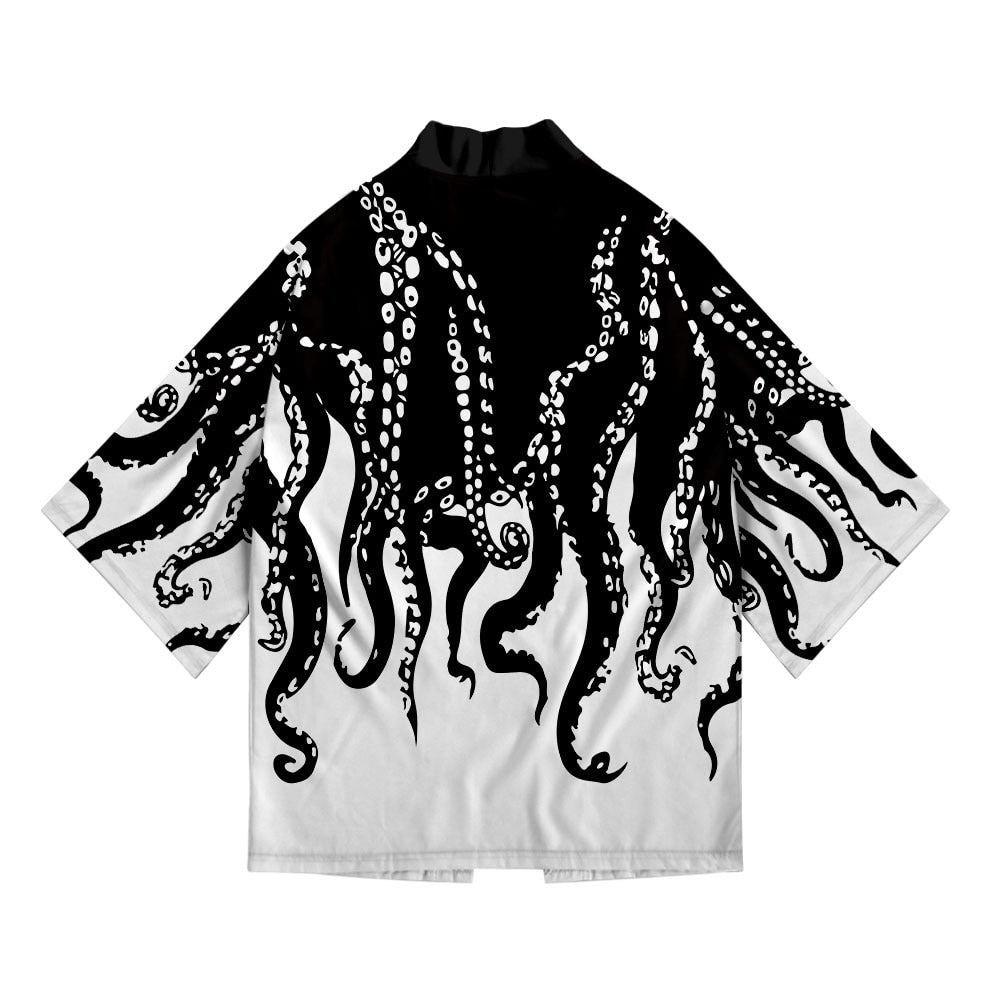 Plus Size Octopus Print 2023 Summer Chic Loose Japanese Streetwear Cardigan Women Men Harajuku Kimono Cosplay Top Shirts Yukata