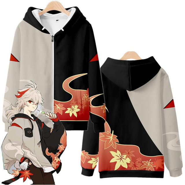 Game Genshin Impact Cosplay Costume Kaedehara Kazuha Pullover Unisex Adult Hoodie Sweatshirts Coat Casual Zipper Jacket, everythinganimee