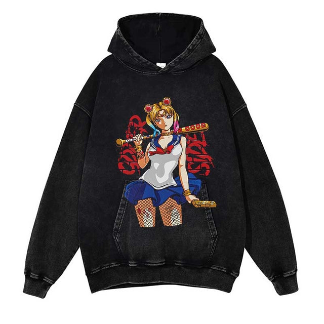 Harajuku Cotton 2023 Vintage Hoodie Autumn Winter Streetwear Printed Washed Hoodies Men Hip Hop Anime Girl Graphic Sweatshirt, everythinganimee