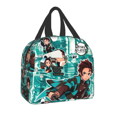 Demon Slayer Muichiro Tokito Insulated Lunch Bag for Women Kimetsu No Yaiba Cooler Thermal Bento Box School Food Storage Bag, everythinganimee