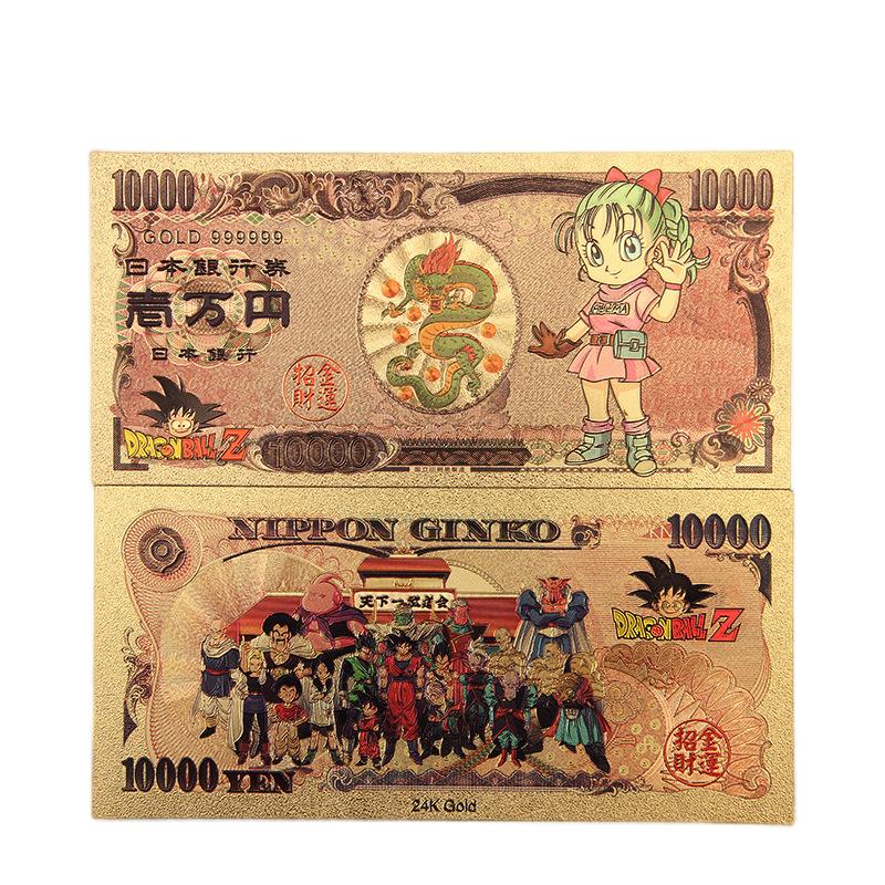 Dragon Ball Z Manga Anime Goku Figure Collection Gold Commemorative Banknote Collection Manga Peripherals Best Gifts