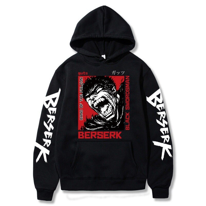 2023 Hot Sale Hooded Dark Berserk Anime Pattern Print Vintage Casual Hoodie Fashion Y2K Sweatshirts Oversized Tops Pullover