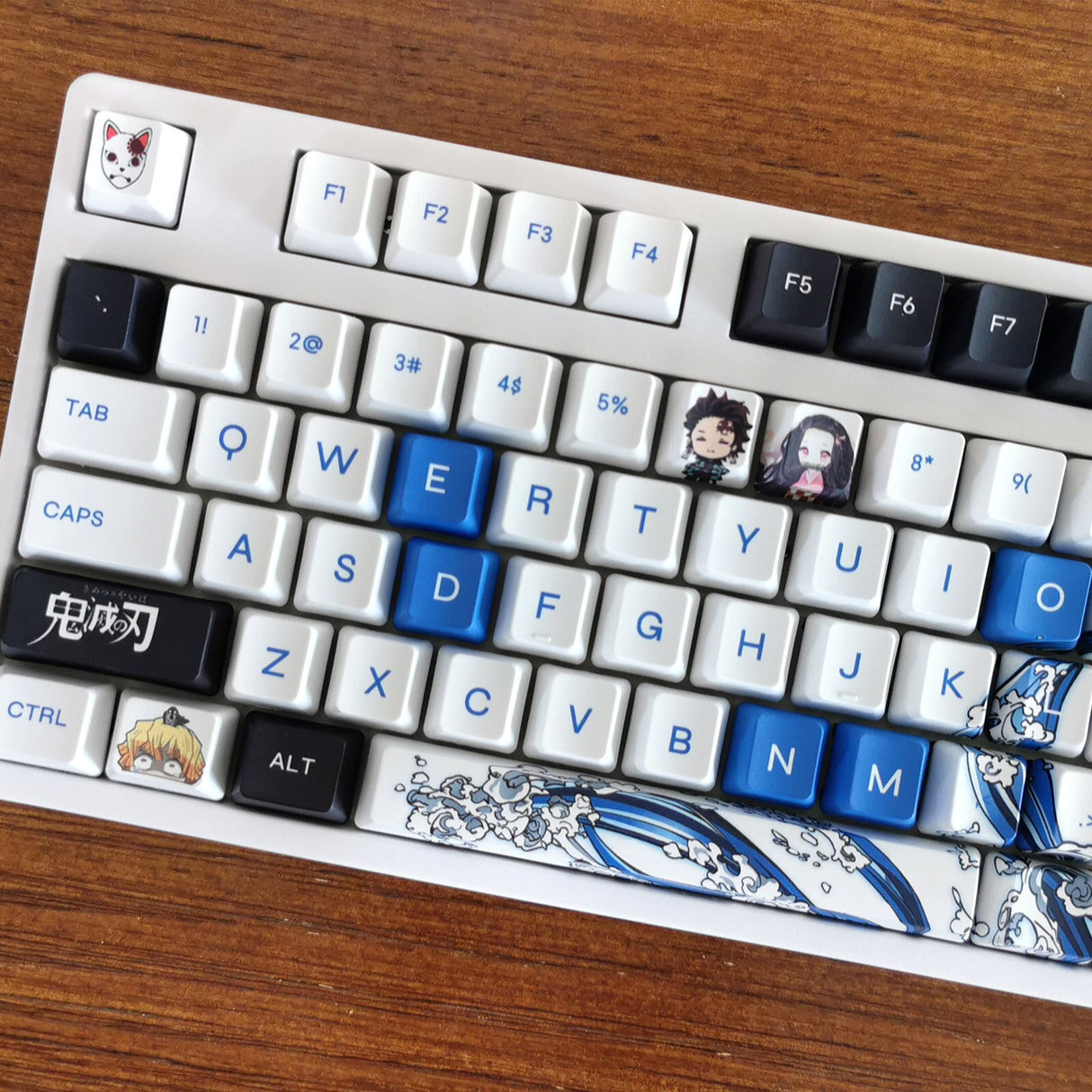 Demon Slayer Tanjirou Theme Pbt Material Keycaps 108 Keys Set for Mechanical Keyboard Oem Profile Only KeyCaps ManyuDou, everythinganimee