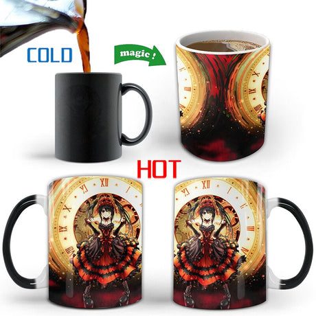 1Pcs New 350ml Tokisaki Kurumi Magic Creative Changing Color Mugs Milk Coffee Tea Cups Gift for Friends, everythinganimee