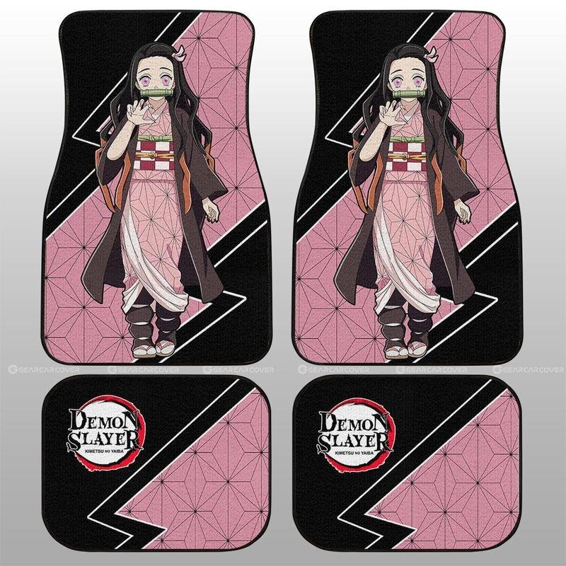 Demon Slayer Kamado Nezuko and other characters Car Floor Mats Custom Demon Slayer Anime Car Accessories 4PCs Pack, everythinganimee