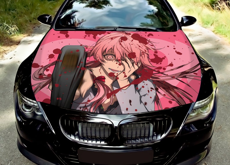 Car hood wrap decal anime girl gun vinyl sticker graphic decal truck decal truck graphic bonnet decal Car CUSTOM Any Car DIY, everythinganimee