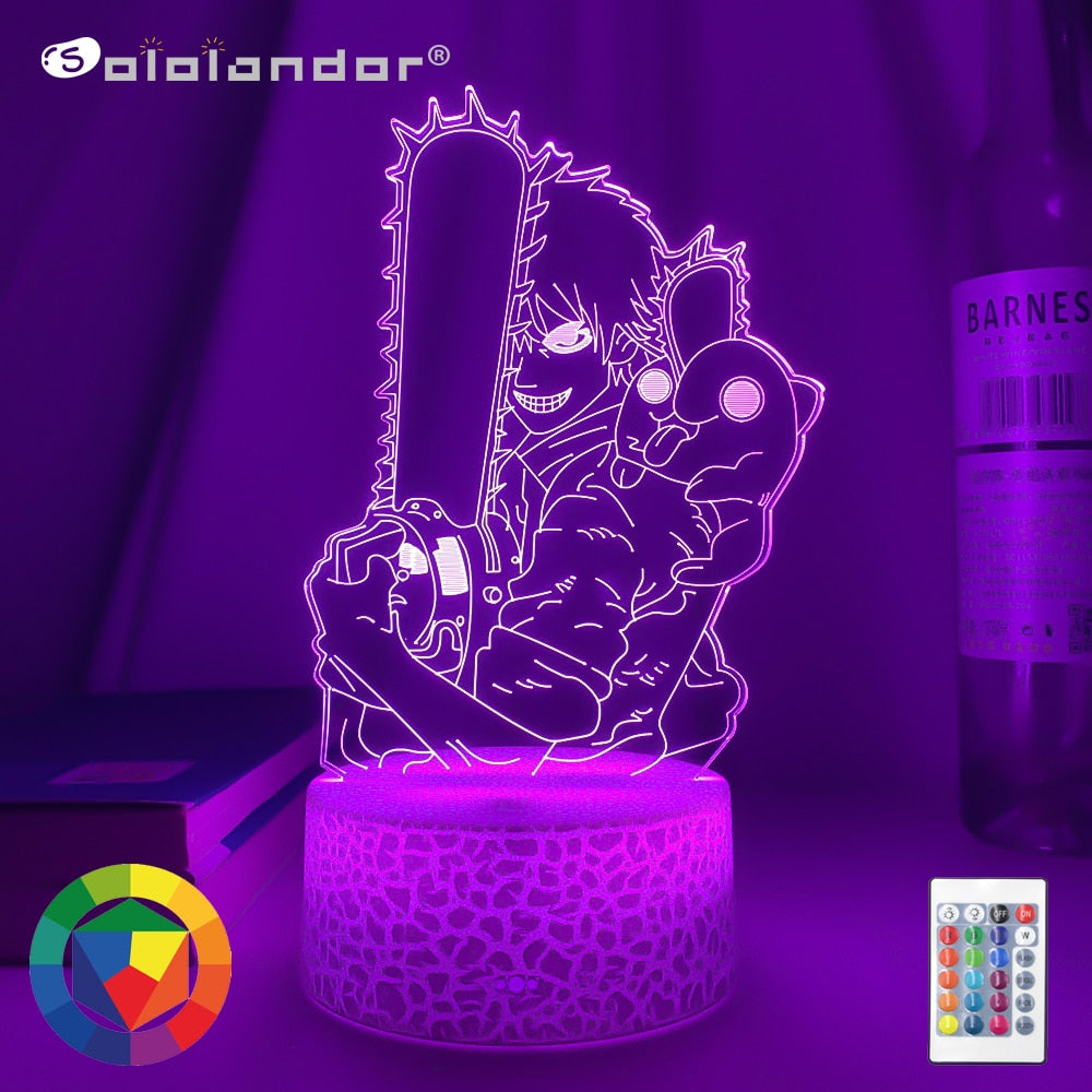 Newest Anime Led Light Chainsaw Man for Bedroom Decoration Nightlight Birthday Gifts Room Decor Table 3d Lamps Chainsaw Man