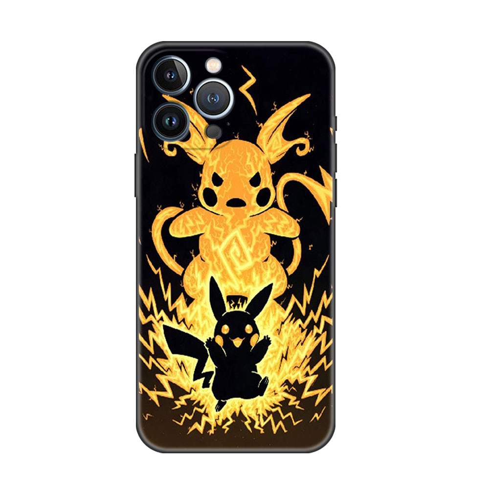 Pokemon case For Apple iPhone 14 11 13 7 12 Pro 7 XR XS Max 8 Plus 6 14Pro 13Mini Black Soft Phone Coque Pokemon all the main pokemon characters, everythinganimee