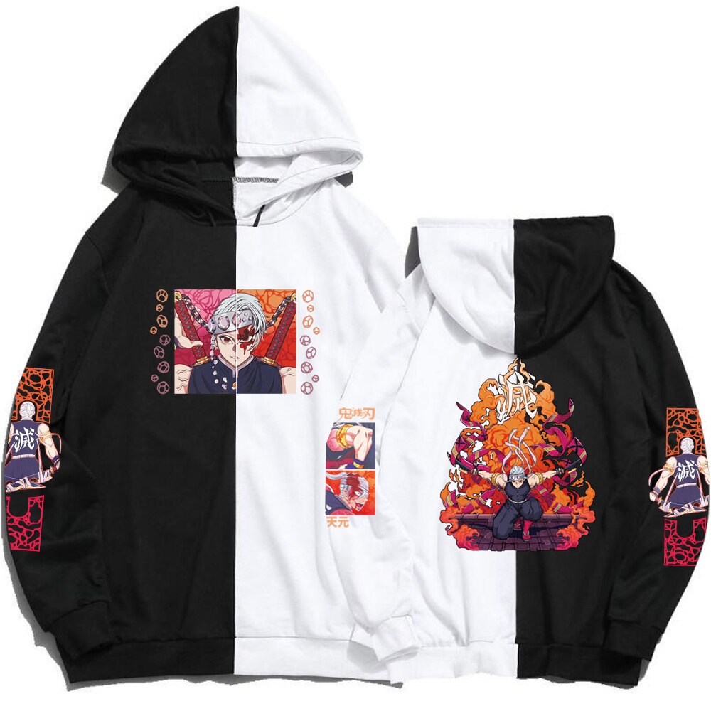 Demon Slayer Kokushibo Kimetsu Anime Hoodie Pullover Long Sleeve Loose Women Men Sweatshirt Harajuku Unisex Tops, everythinganimee