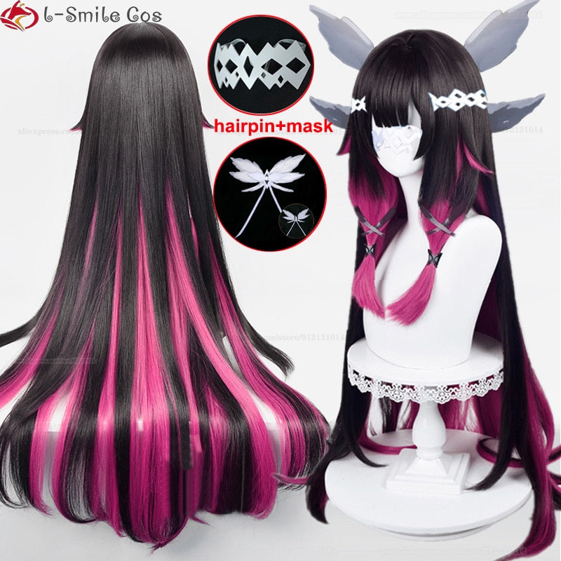 Game Genshin Impact Fatui Cosplay Columbina Wig 105cm Long Gradient Heat Resistant Synthetic Hair Anime Party Wigs + Wig Cap