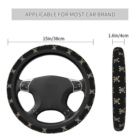 38cm Car Steering Wheel Cover One Piece Skull Anime Anti-slip Car-styling Suitable Automobile Accessory, everythinganimee