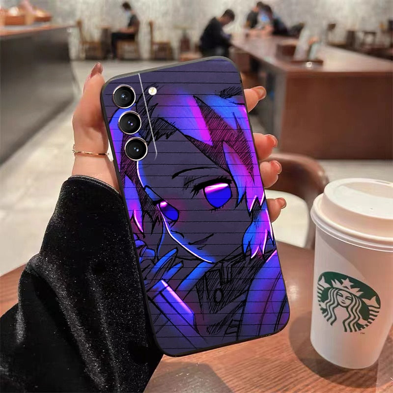 Demon Slayer Agatsuma Zenitsu For Samsung Galaxy S22 Ultra S21 S20 Plus FE Ultra Phone Case Black Shockproof Liquid Silicone,everythinganimee