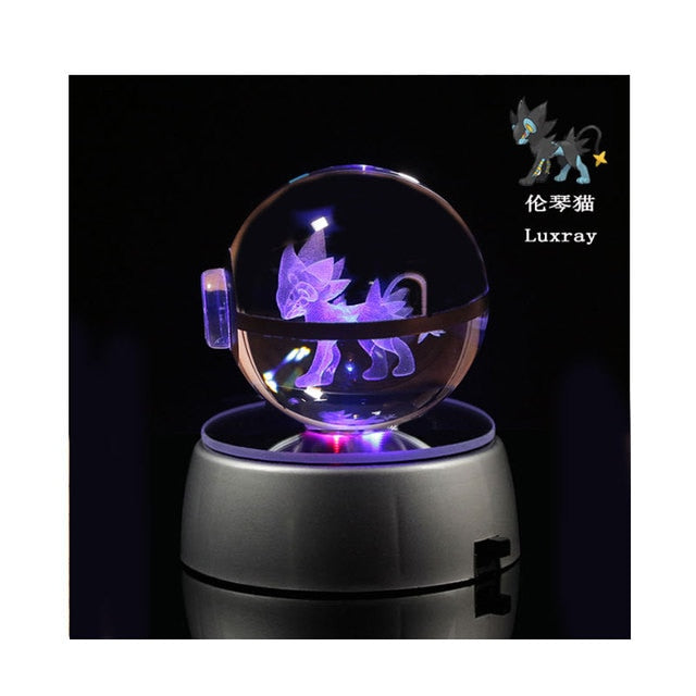 Anime Pokemon 3D Crystal Ball Snorlax Figure Pokeball Engraving Crystal Charizard Model with LED Light Base Kids Gift ANIME GIFT, everythinganimee