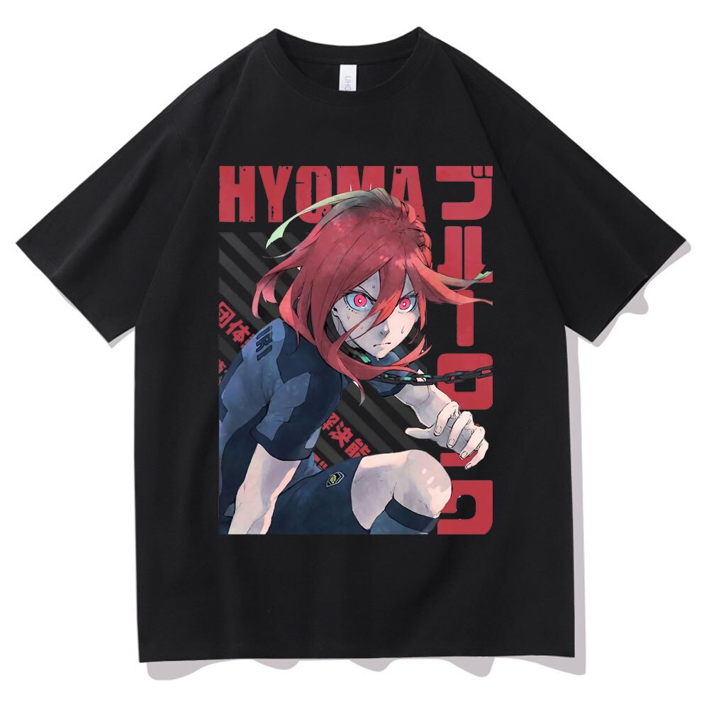 Japanese Men's Streetwear Anime Blue Lock Chigiri Hyoma Print Tshirt Man Woman Harajuku Manga Cartoon T-shirt Male Black T Shirt