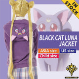 Anime Cosplay Sailor Moon Black Cat Luna Jacket Crystal Costume Halloween JK Party Kid Child Adult Women Plus Size, everythinganimee