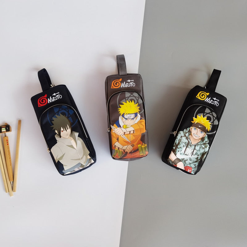 New Anime naruto Uzumaki Uchiha Sasuke figure Cosplay Pencil Case Stationery Box Students School Pen Pouch Bags Gifts, everythinganimee