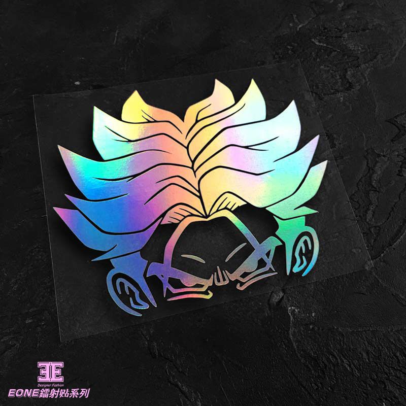 Anime Dragon Ball Z/GT/Super Car Sticker GokuVegeta Super Saiyan Lightning Reflective Holographic Waterproof Sticker Pull Flower , everythinganimee