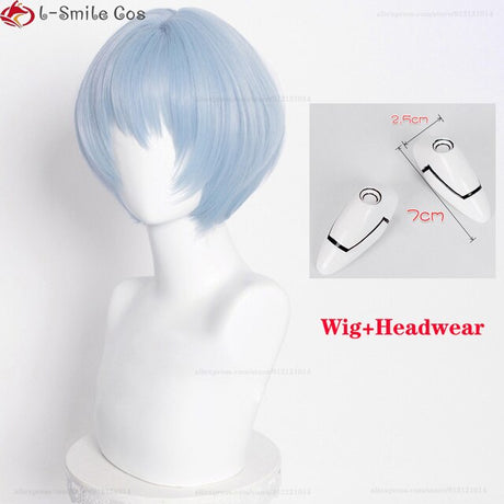 High Quality Anime EVA 100cm Long Ayanami Rei Cosplay Wig Cyan Blue Curly Hair Heat Resistant Halloween Party Wigs + Wig Cap