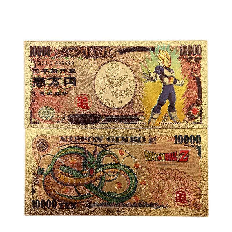 Dragon Ball Z Manga Anime Goku Figure Collection Gold Commemorative Banknote Collection Manga Peripherals Best Gifts