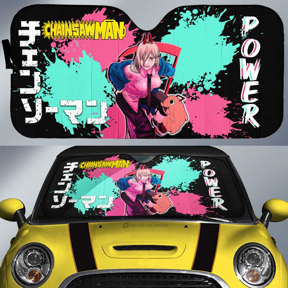 Power and Kobeni Accordion Sunshade Kobeni Higashiyama Car Sunshade Custom Chainsaw Man Anime, everythinganimee