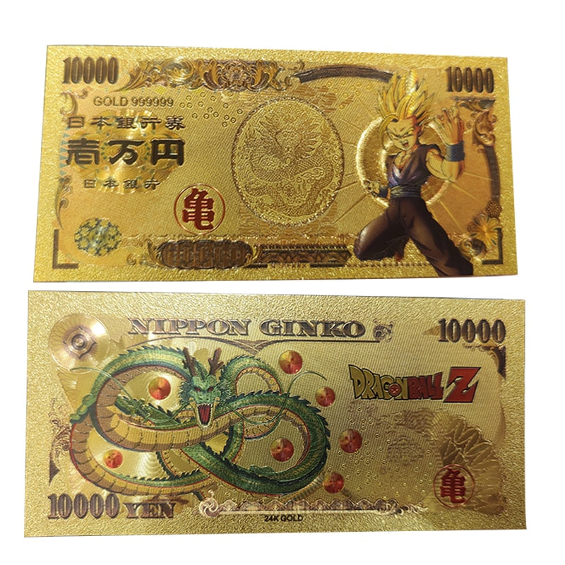 Dragon Ball Z Manga Anime Goku Figure Collection Gold Commemorative Banknote Collection Manga Peripherals Best Gifts