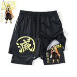 Anime Demon Slayer GYM Shorts 2 In 1 Summer Running Workout Male Breathable Mesh Zenitsu Sportswear Jogger Sports Shorts Men, everythinganimee