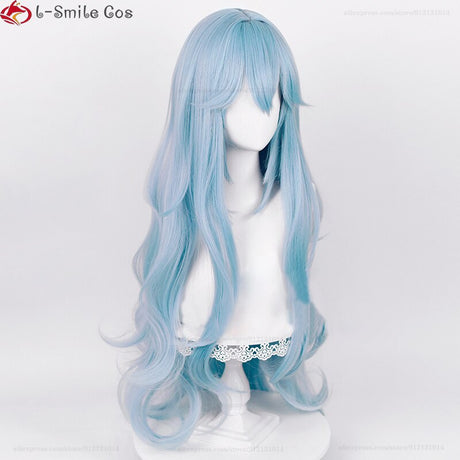 High Quality Anime EVA 100cm Long Ayanami Rei Cosplay Wig Cyan Blue Curly Hair Heat Resistant Halloween Party Wigs + Wig Cap