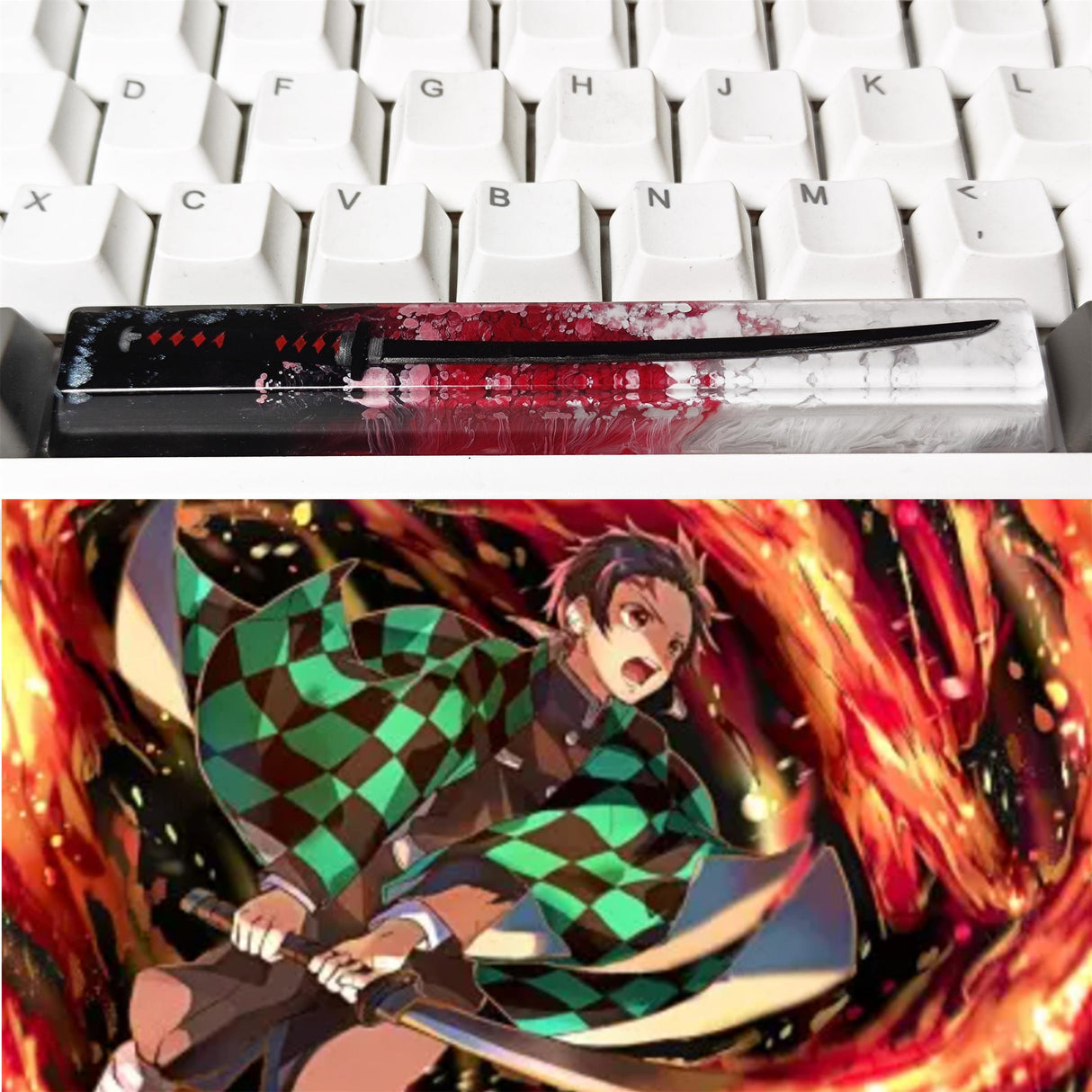 Japan Anime Demon Slayer Artisan Resin Keycaps 6.25u Spacebar Custom Mx Switch Key Caps For Mechanical Backlit Keyboard GK64 61, everythinganimee