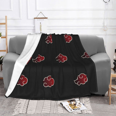 Akatsuki Cloud Blankets Velvet Print Anime Konoha Neji Breathable Lightweight Throw Blankets for Sofa Outdoor Bedspreads, everythinganimee