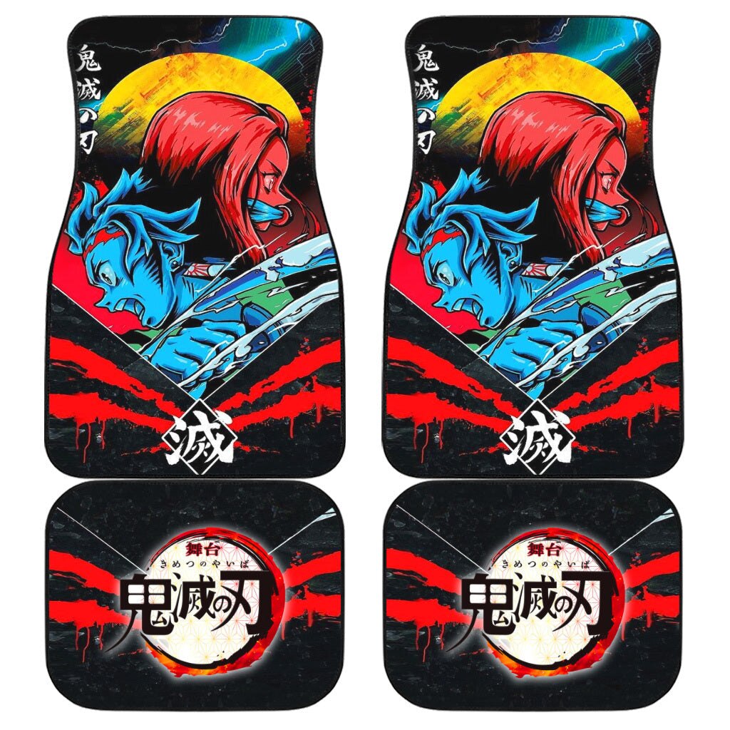 Demon Slayer Kamado Nezuko and other characters Car Floor Mats Custom Demon Slayer Anime Car Accessories 4PCs Pack, everythinganimee