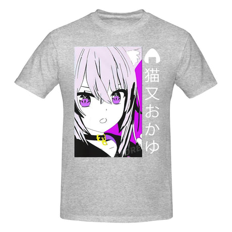 Fashion Leisure Hololive VTuber Nekomata Okayu T-shirt Harajuku Streetwear 100% Cotton Graphics Tshirt Brands Tee Tops, everythinanimee