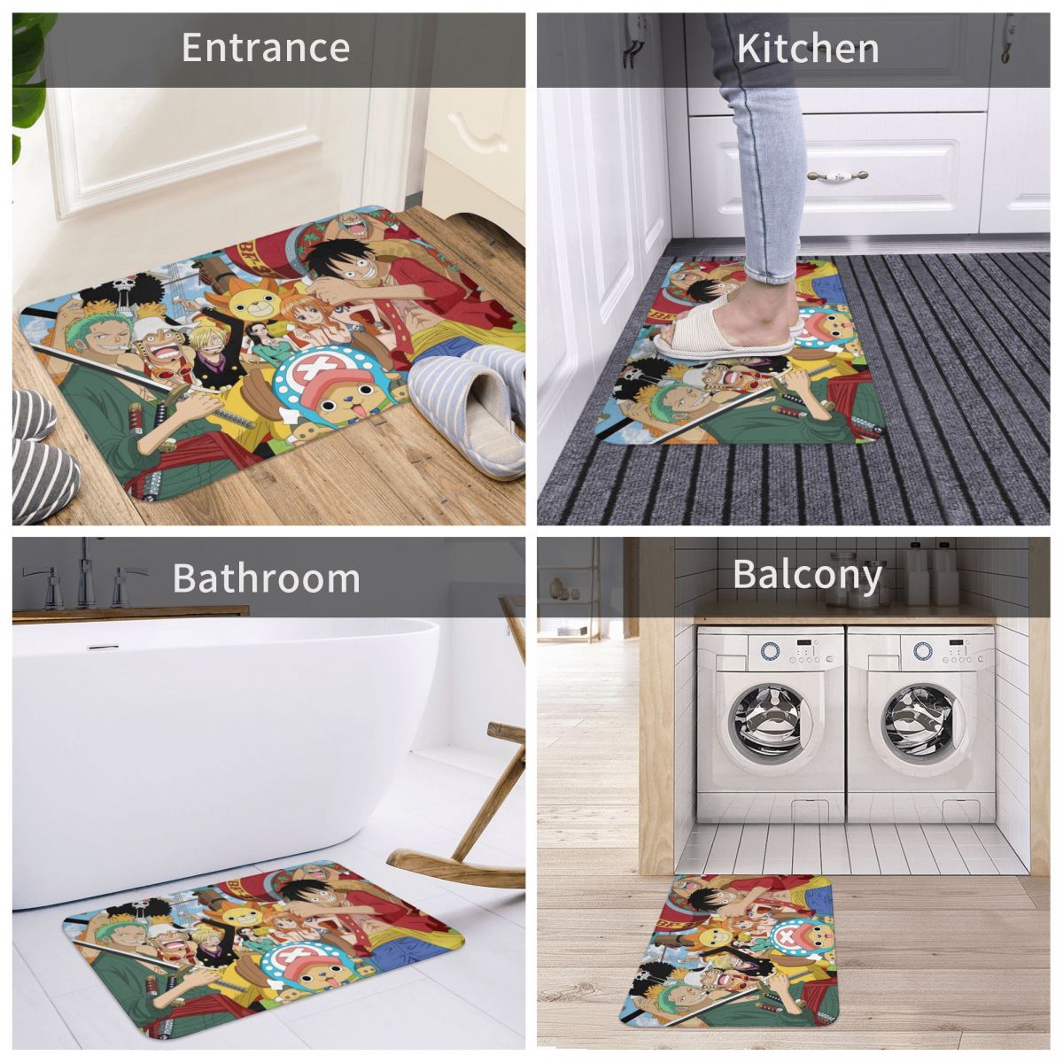One Piece Hot Anime Bathroom Mat Adventure Team Doormat Kitchen Carpet Entrance Door Rug Home Decoration, everythinganimee