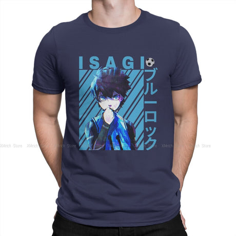 Men's Cool T Shirts BLUE LOCK Isagi Yoichi Anime 100% Cotton Clothing Casual Short Sleeve Crew Neck Tees Graphic T-Shirt, everythinganimee