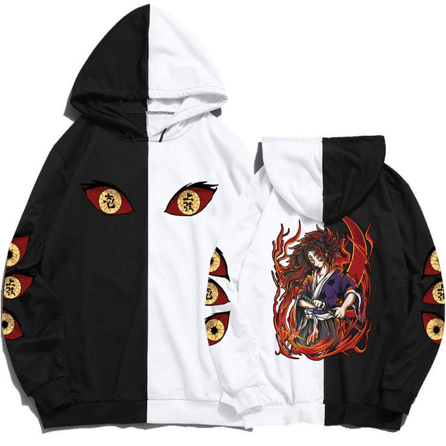 Demon Slayer Kokushibo Kimetsu Anime Hoodie Pullover Long Sleeve Loose Women Men Sweatshirt Harajuku Unisex Tops, everythinganimee