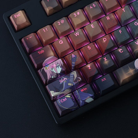 108 Keys PBT Dye Subbed Keycaps Cartoon Anime Gaming Key Caps BOCCHI THE ROCK Hitori Gotoh Backlit Keycap For ANSI Layout, everythinganimee