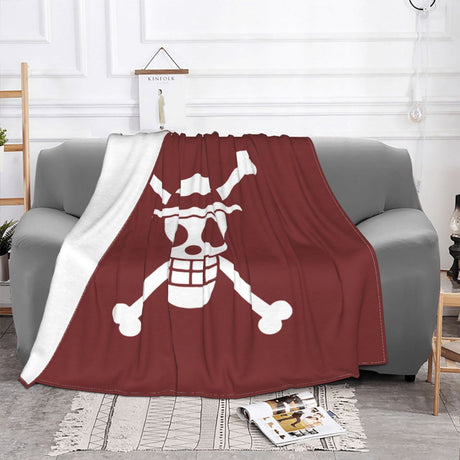 Staw Hat Pirates Jolly Roger Anime Blankets Flannel Summer One Piece Lightweight Throw Blanket for Home Bedroom Plush Thin Quilt, everythinganimee