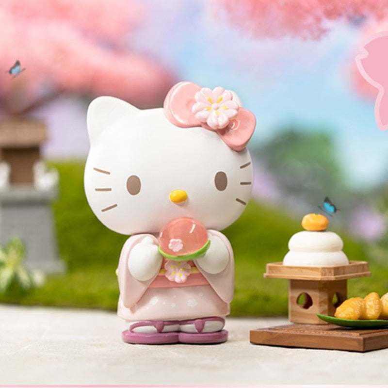 Genuine Sanrio Figure Blossom And Wagashi Series Pompompurin Mymelody Kuromi Cinnamoroll Action Figurines Model Dolls Kids Toy, everythinganimee