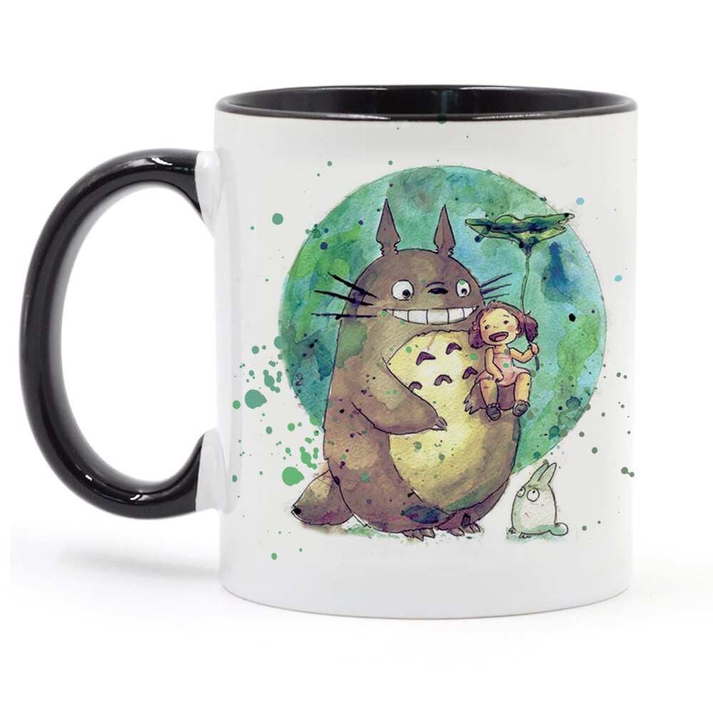 spirited away Pattern Totoro Lovers Mugs Cartoons Ceramic Creative Milk Tea Coffee Cup Kids Birthday Gifts, everythinganimee