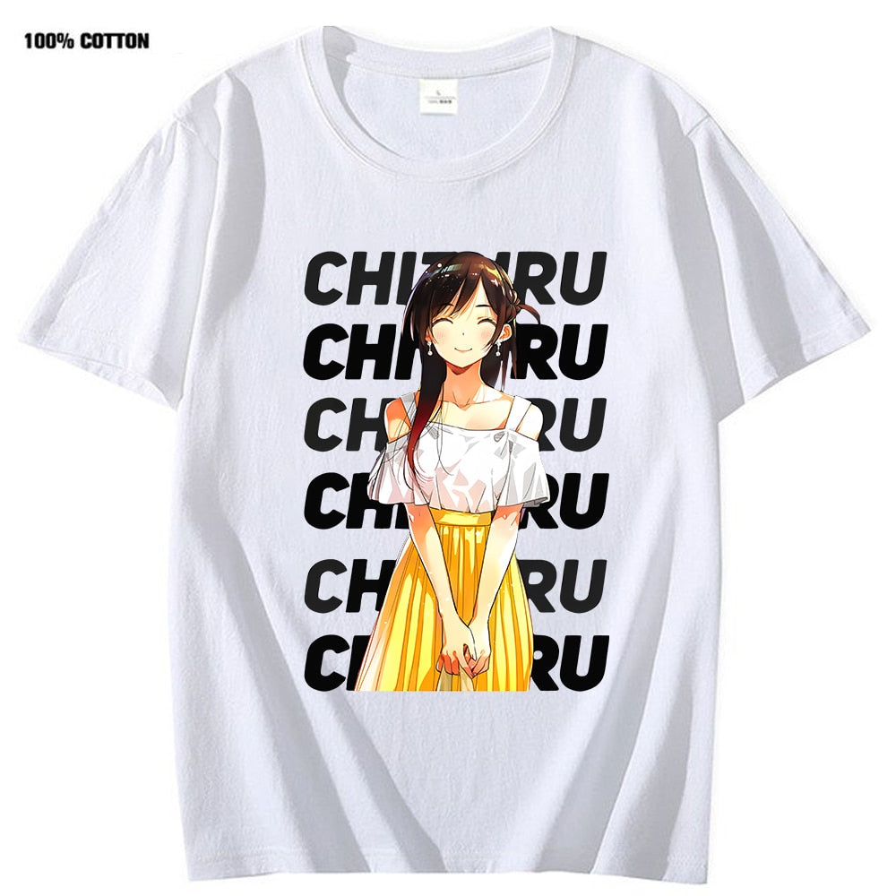 Rent A GirlFriend T-shirt Men 100% Cotton Tshirts Short Sleeve Casual Plus Women Fashion Tee-shirt Funny Cartoon Graphic T Shirt Rent A GirlFriend Chizuru Ichinose 100% Cotton Tee, everythinganimee