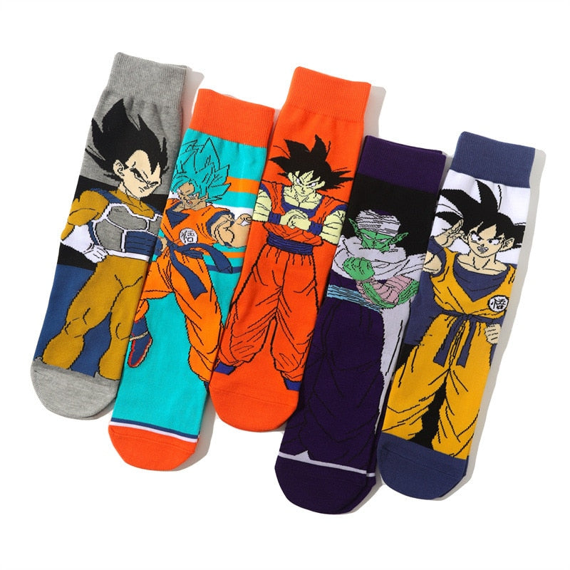 Dragon Ball Son Goku Anime Socks Men Cartoon Hip Hop Print Skateboard Socks Personality Casual Cotton Long Sock Breathable Sock