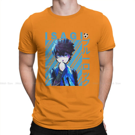 Men's Cool T Shirts BLUE LOCK Isagi Yoichi Anime 100% Cotton Clothing Casual Short Sleeve Crew Neck Tees Graphic T-Shirt, everythinganimee