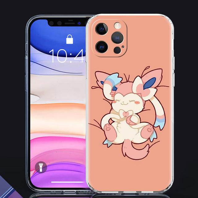 Clear Cover For Apple iPhone 13 11 14 Pro Max 12 Mini Soft Phone Case XR SE 2020 7 8 Plus X XS 6S Shell Pokemon Cute Eevee Lunda, everythinganimee