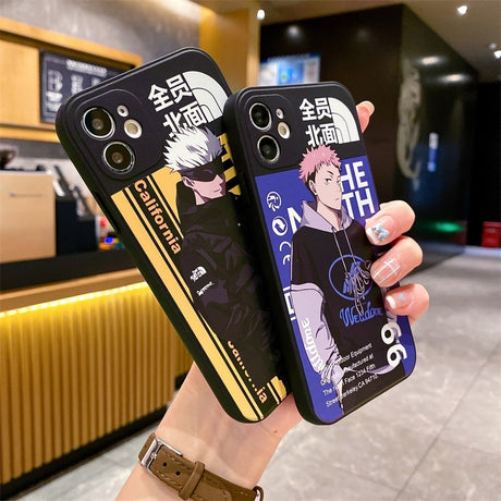 phone case featuring your favorite Jujutsu Kaisen characters, such as Yuji Itadori, Fushiguro Megumi on it. The case is compatible with iPhone 14, 13, 12, 11 Pro, X, Xs Max and XR.