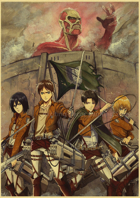 Attack on Titan Anime Posters Levi Retro Kraft Paper DIY Vintage Room Home Bar Cafe Decor Gift Print Aesthetic Art Wall Painting