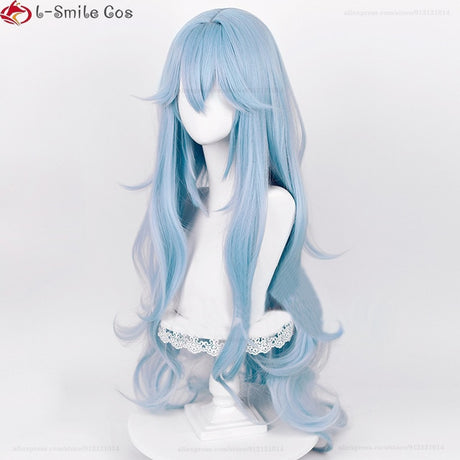 High Quality Anime EVA 100cm Long Ayanami Rei Cosplay Wig Cyan Blue Curly Hair Heat Resistant Halloween Party Wigs + Wig Cap