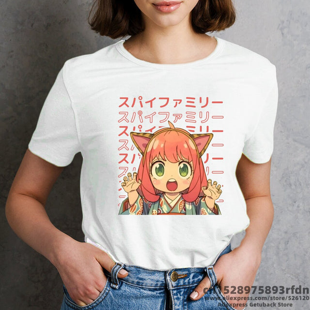 Women Kawaii Yor Anya Forger Anime T-shirt Girl Summer Spy x Family Cartoon 90s Tops Tee Female Manga Clothes, everything animee