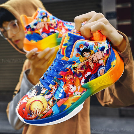 One Piece Luffy & Zoro Sneakers Anime Men Basketball Shoes Casual Non-slip Running Shoes Fashion Teenager Graffiti Sport Shoes Gifts, everythinganimee